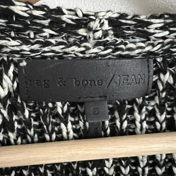 Rag & Bone Black & White Heavy Knit V-Neck Sweater - Picture 5 of 5